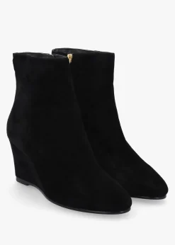 Sherry Black Suede Wedge Ankle Boots