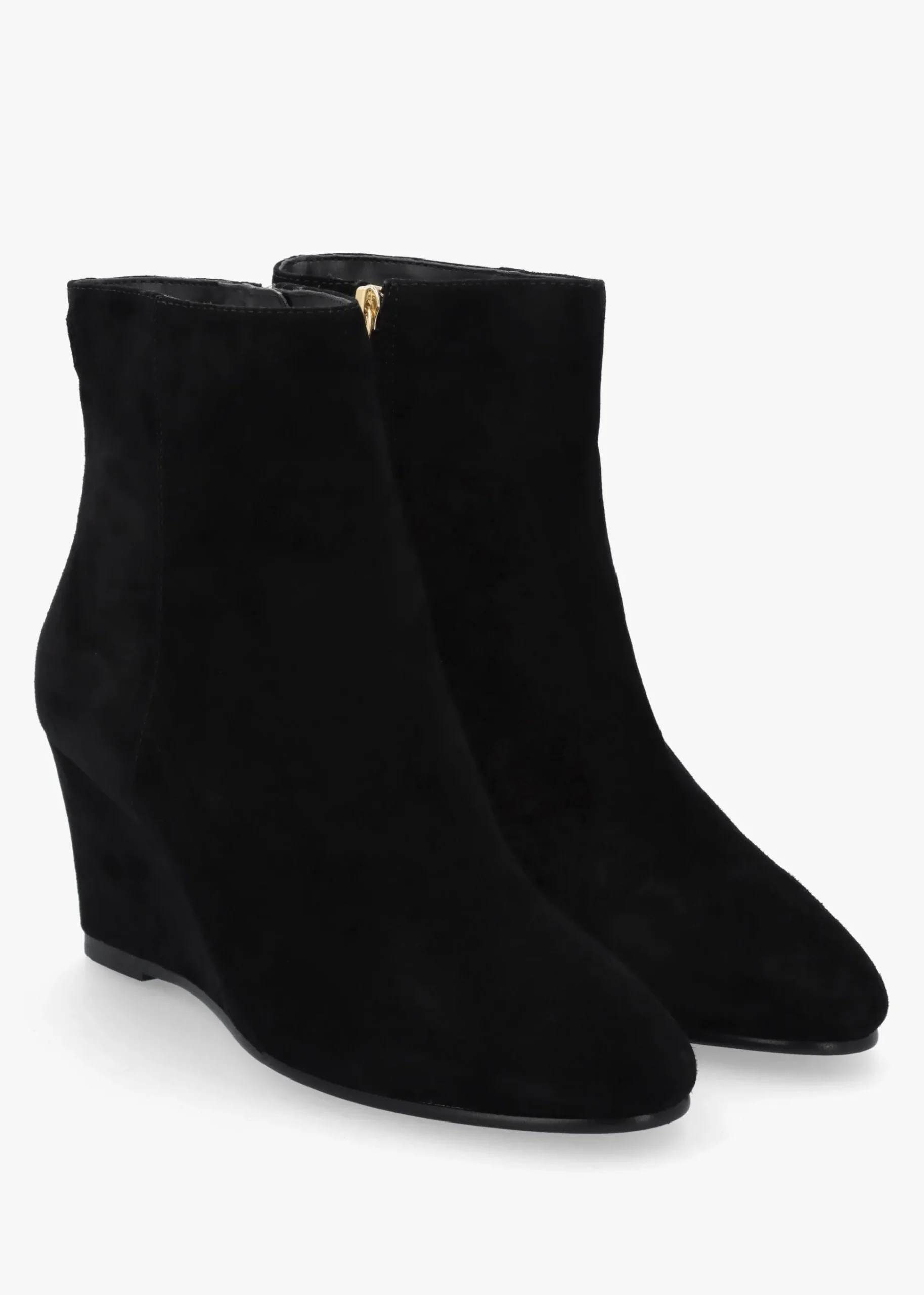 Sherry Black Suede Wedge Ankle Boots