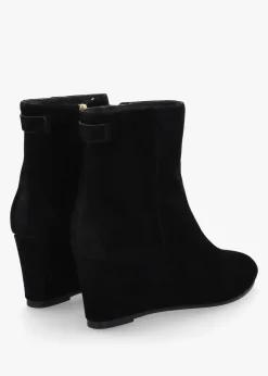 Sherry Black Suede Wedge Ankle Boots