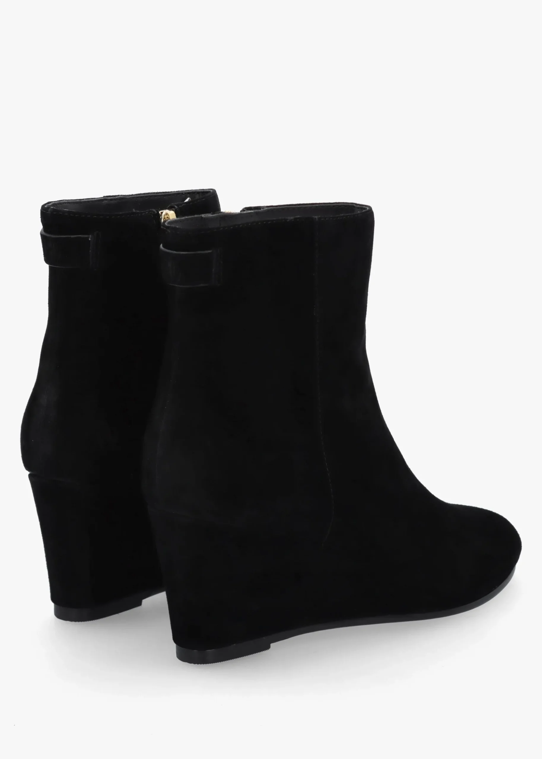 Sherry Black Suede Wedge Ankle Boots