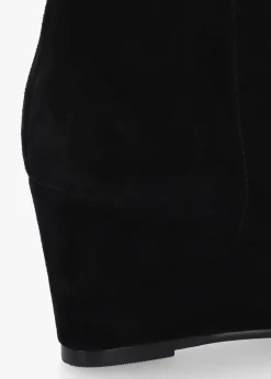 Sherry Black Suede Wedge Ankle Boots