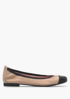 Shirley Nude & Black Leather Ballet Pumps