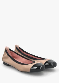 Shirley Nude & Black Leather Ballet Pumps