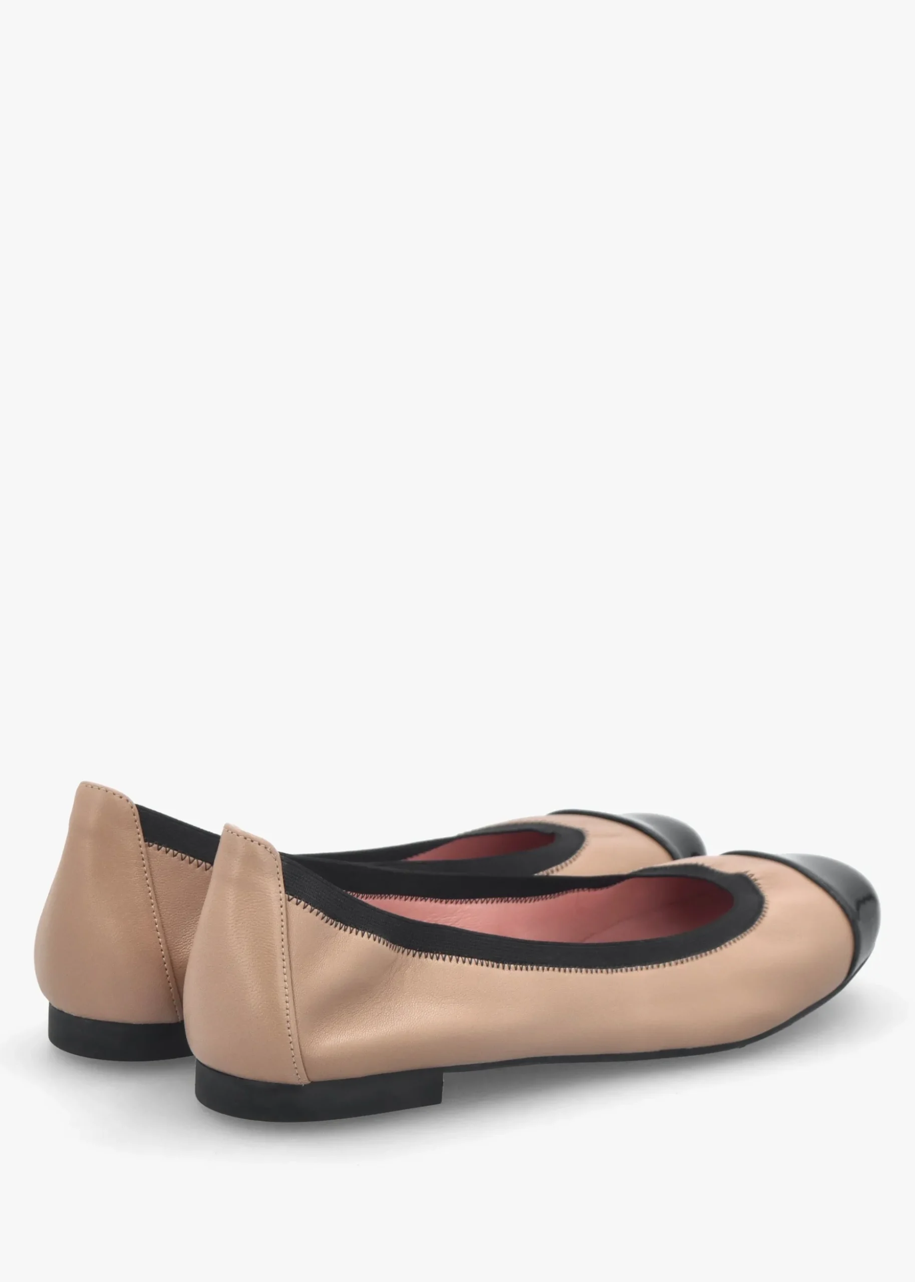Shirley Nude & Black Leather Ballet Pumps