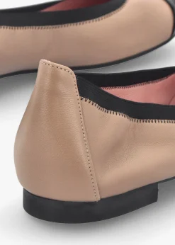 Shirley Nude & Black Leather Ballet Pumps