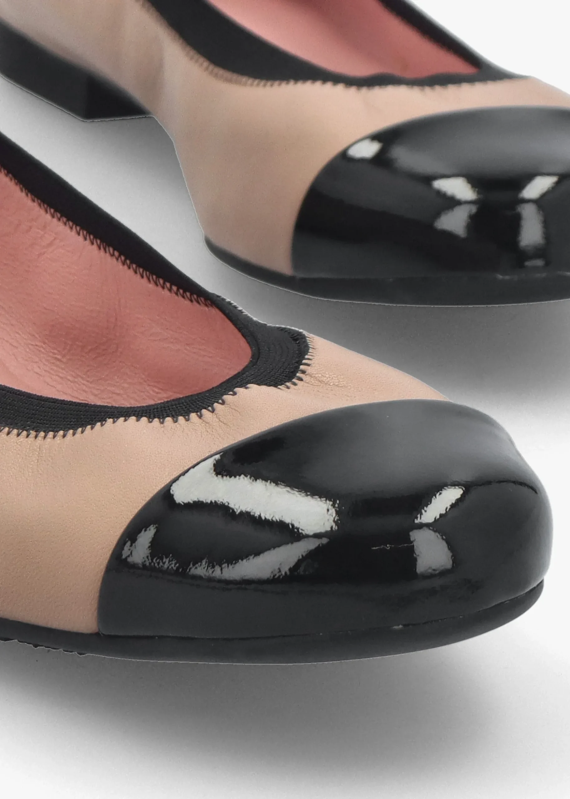 Shirley Nude & Black Leather Ballet Pumps