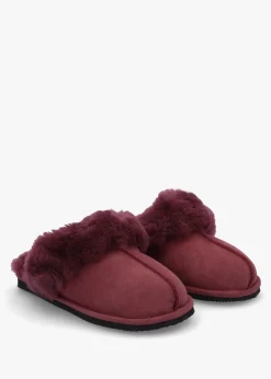 Shut Burgundy Sheepskin Twinface Slippers