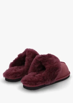 Shut Burgundy Sheepskin Twinface Slippers