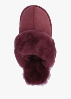 Shut Burgundy Sheepskin Twinface Slippers