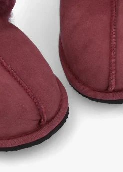 Shut Burgundy Sheepskin Twinface Slippers