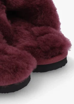 Shut Burgundy Sheepskin Twinface Slippers