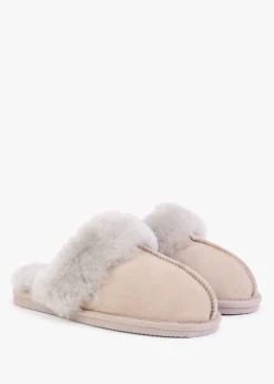 Shut Taupe Sheepskin Twinface Slippers