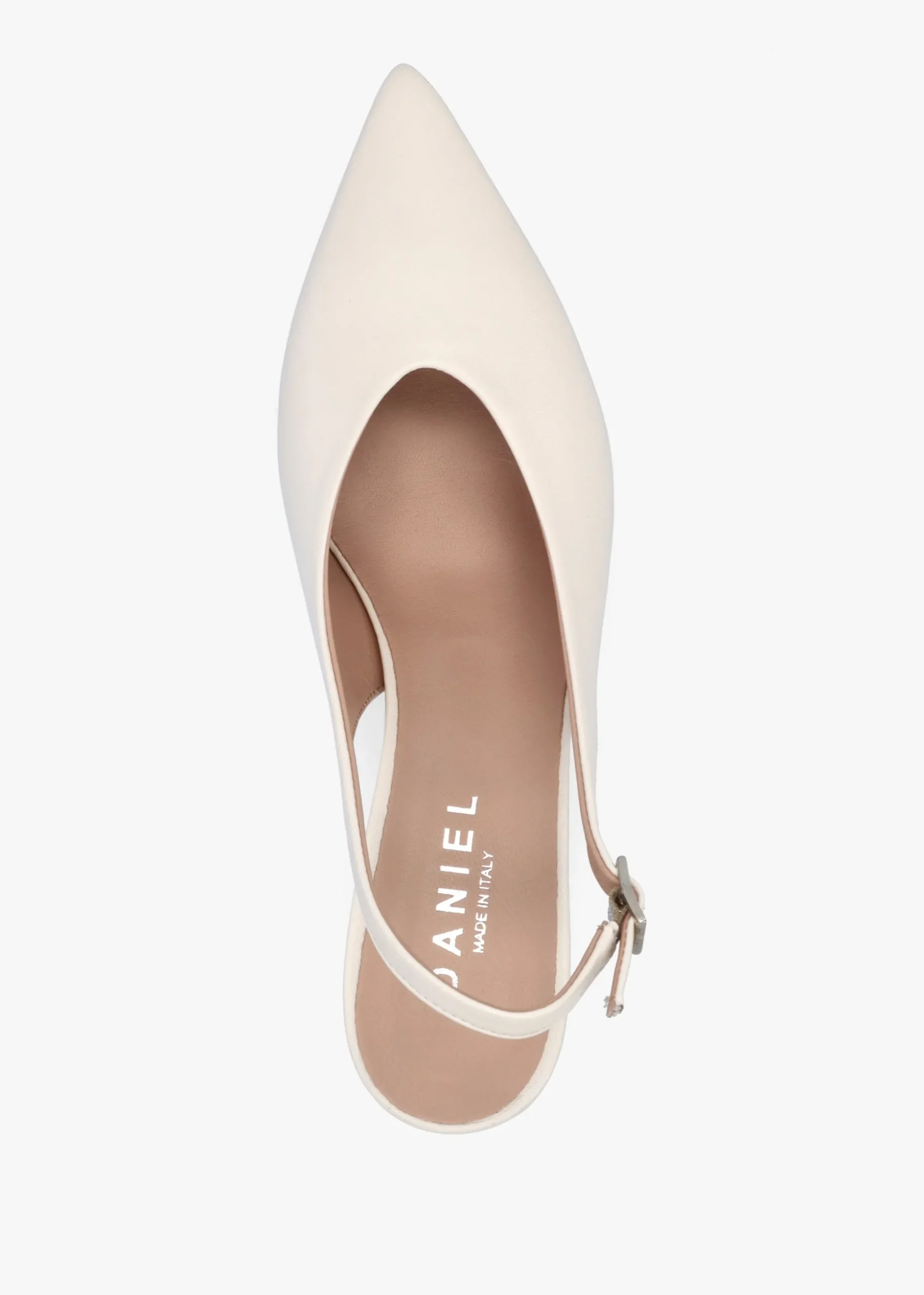 Siamma Cream Leather Kitten Heel Sling Backs