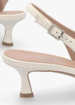 Siamma Cream Leather Kitten Heel Sling Backs