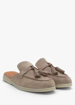 Siani Beige Suede Loafer Mules