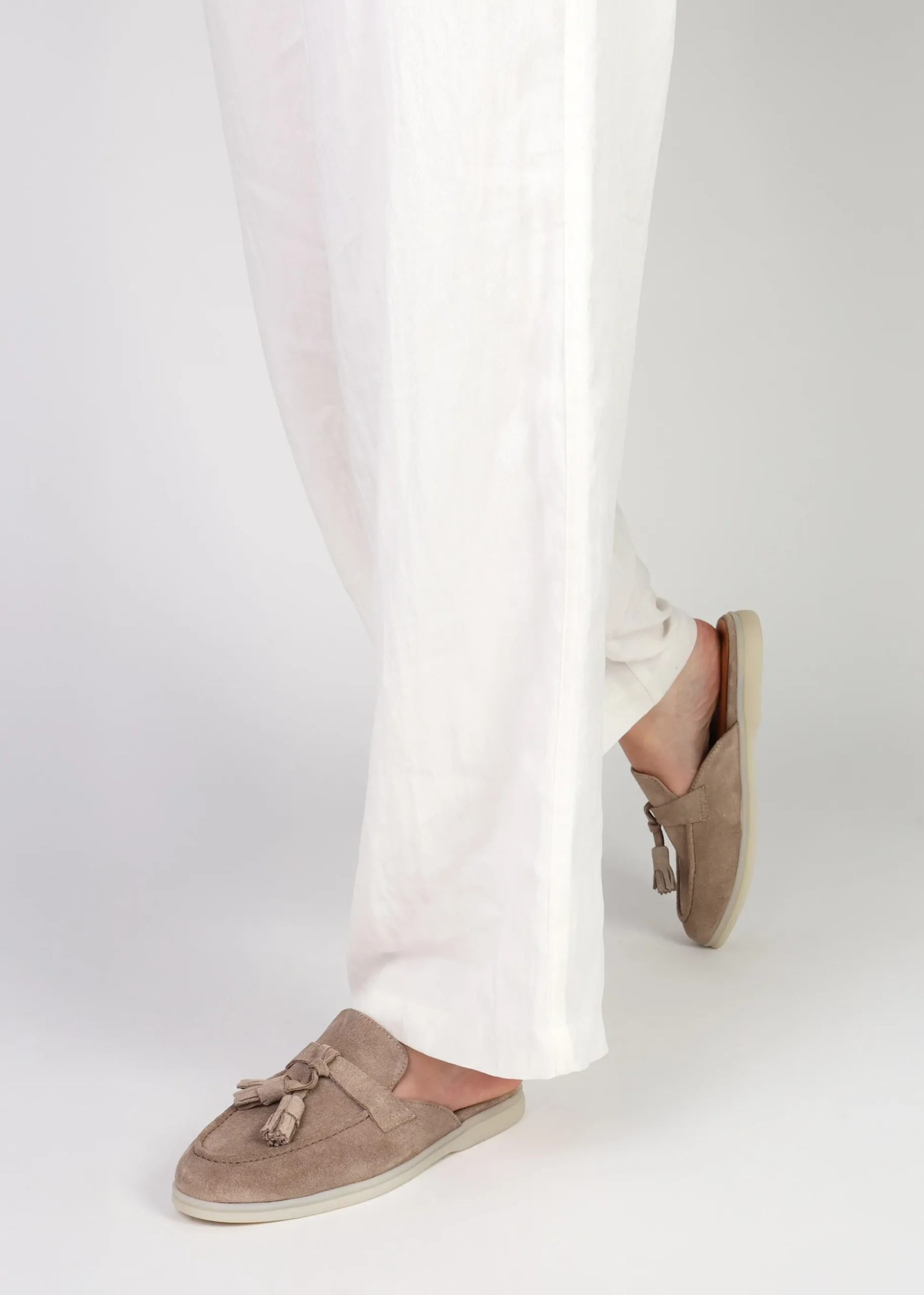 Siani Beige Suede Loafer Mules