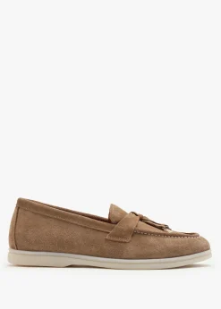 Siani Beige Suede Loafers