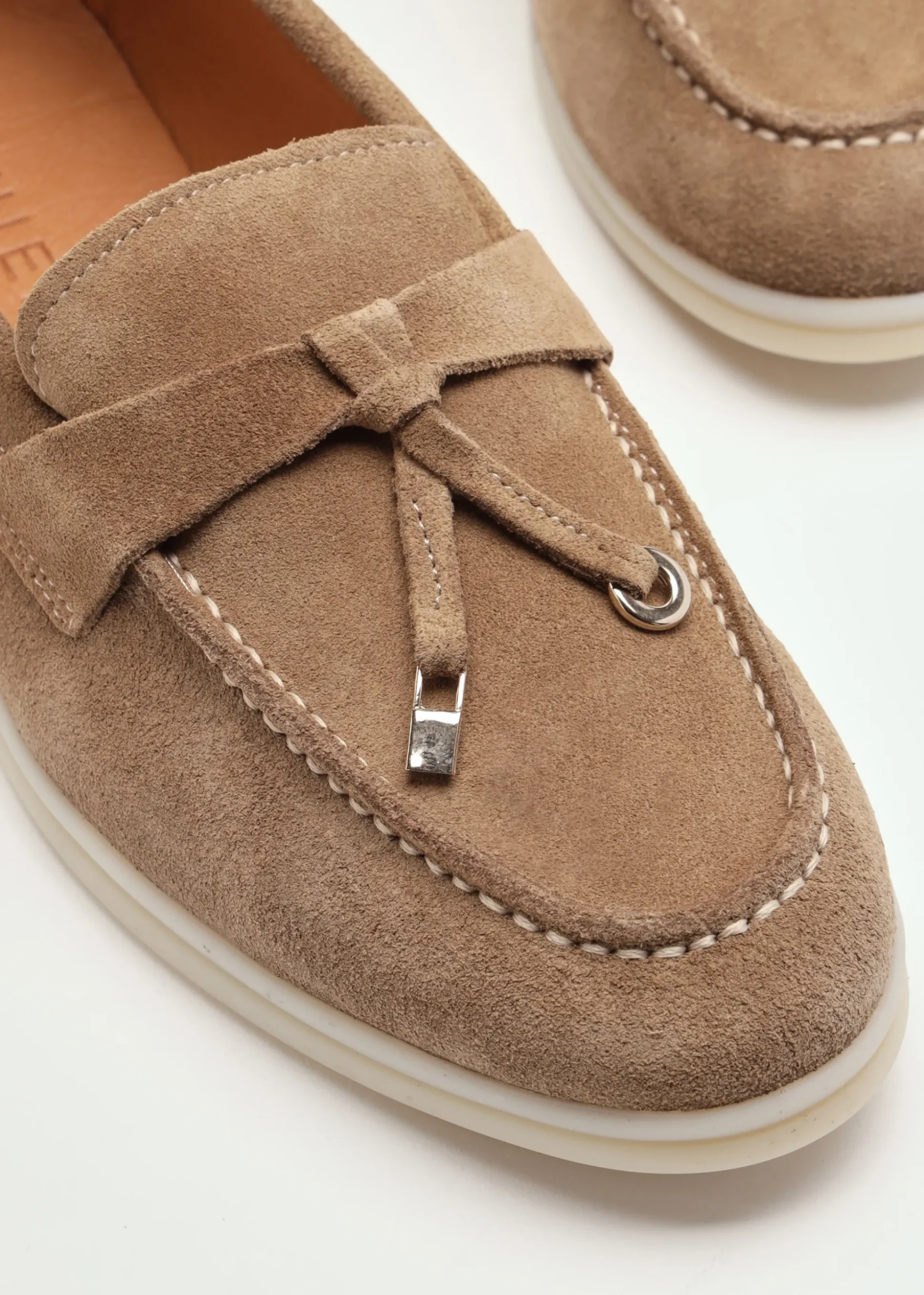 Siani Beige Suede Loafers