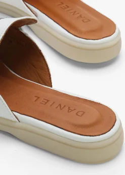 Siani White Leather Loafer Mules