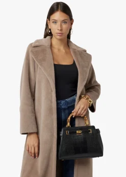 Sibel Black Bamboo Top Handle Satchel Bag