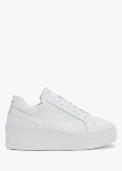 Siblace White Leather Flatform Trainers