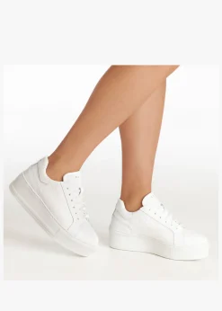 Siblace White Leather Flatform Trainers