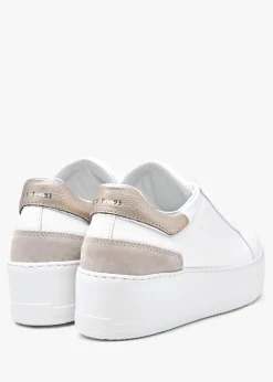 Sibley White Leather Gold Flash Flatform Trainers
