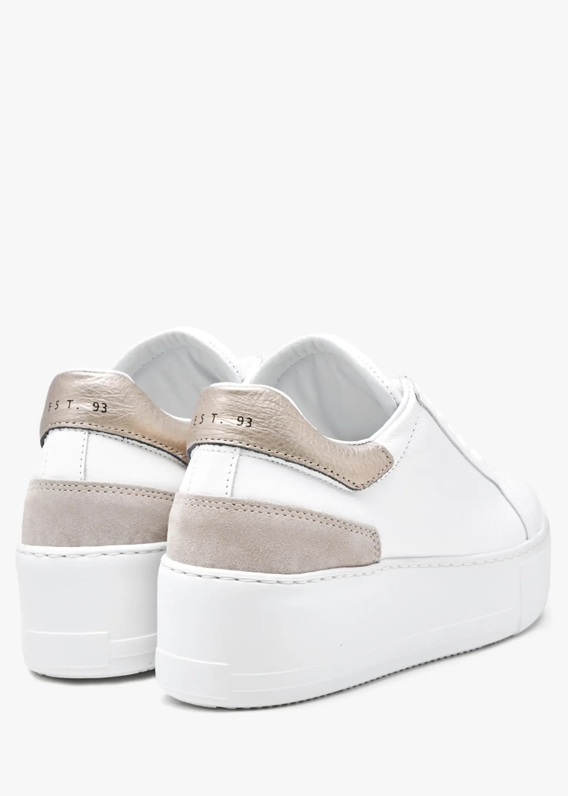Sibley White Leather Gold Flash Flatform Trainers