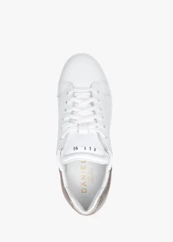 Sibley White Leather Gold Flash Flatform Trainers
