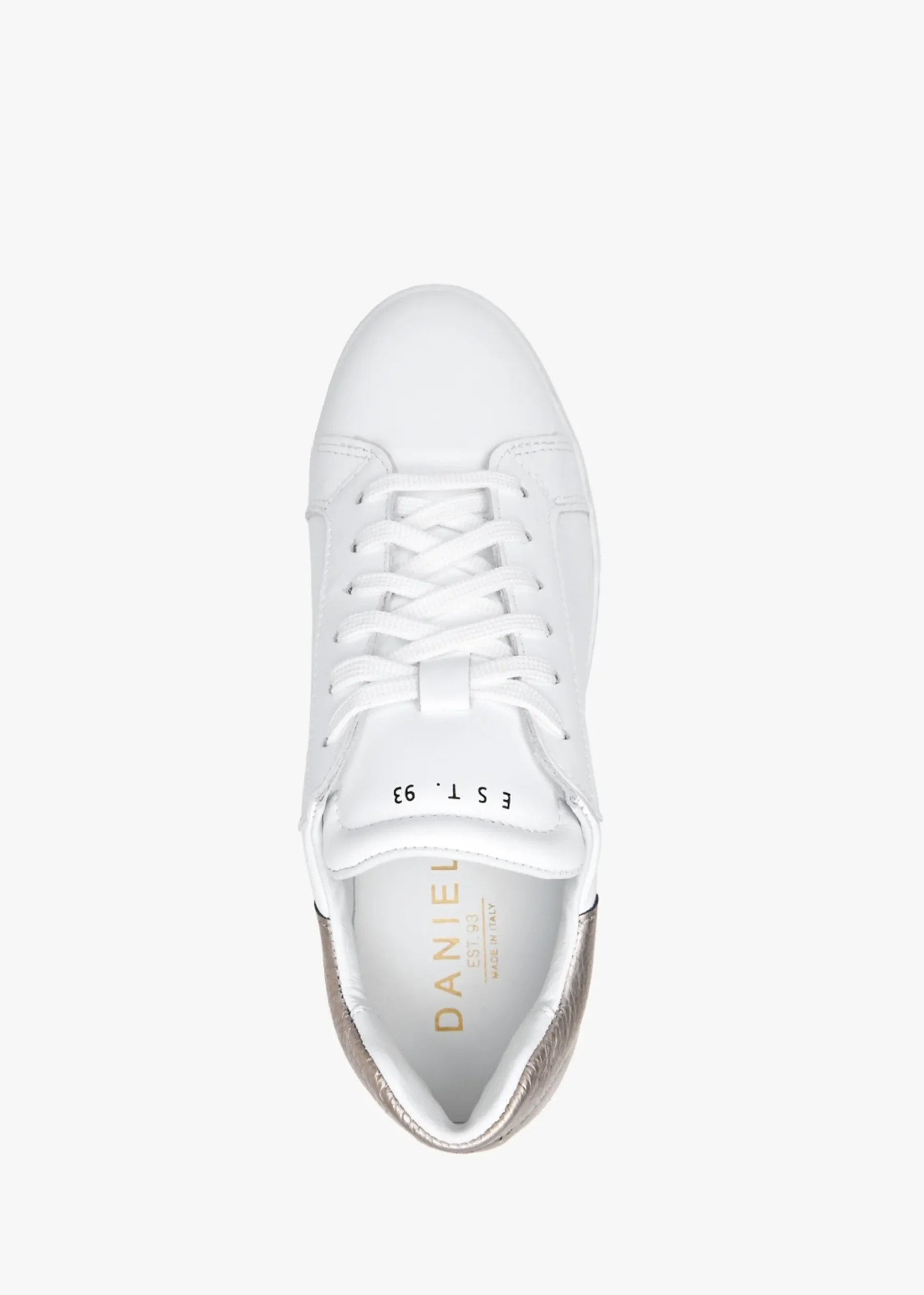 Sibley White Leather Gold Flash Flatform Trainers