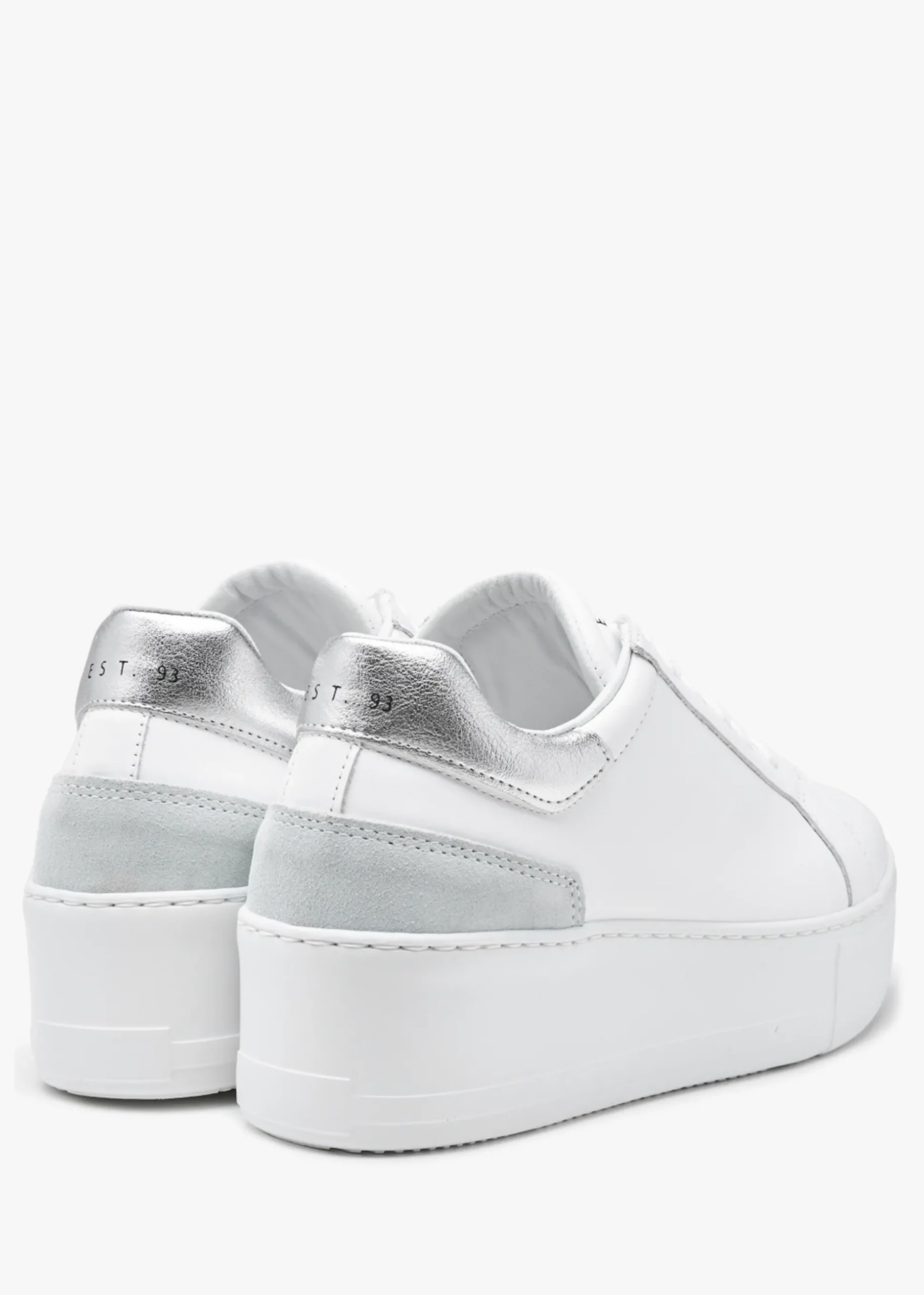 Sibley White Leather Silver Flash Flatform Trainers