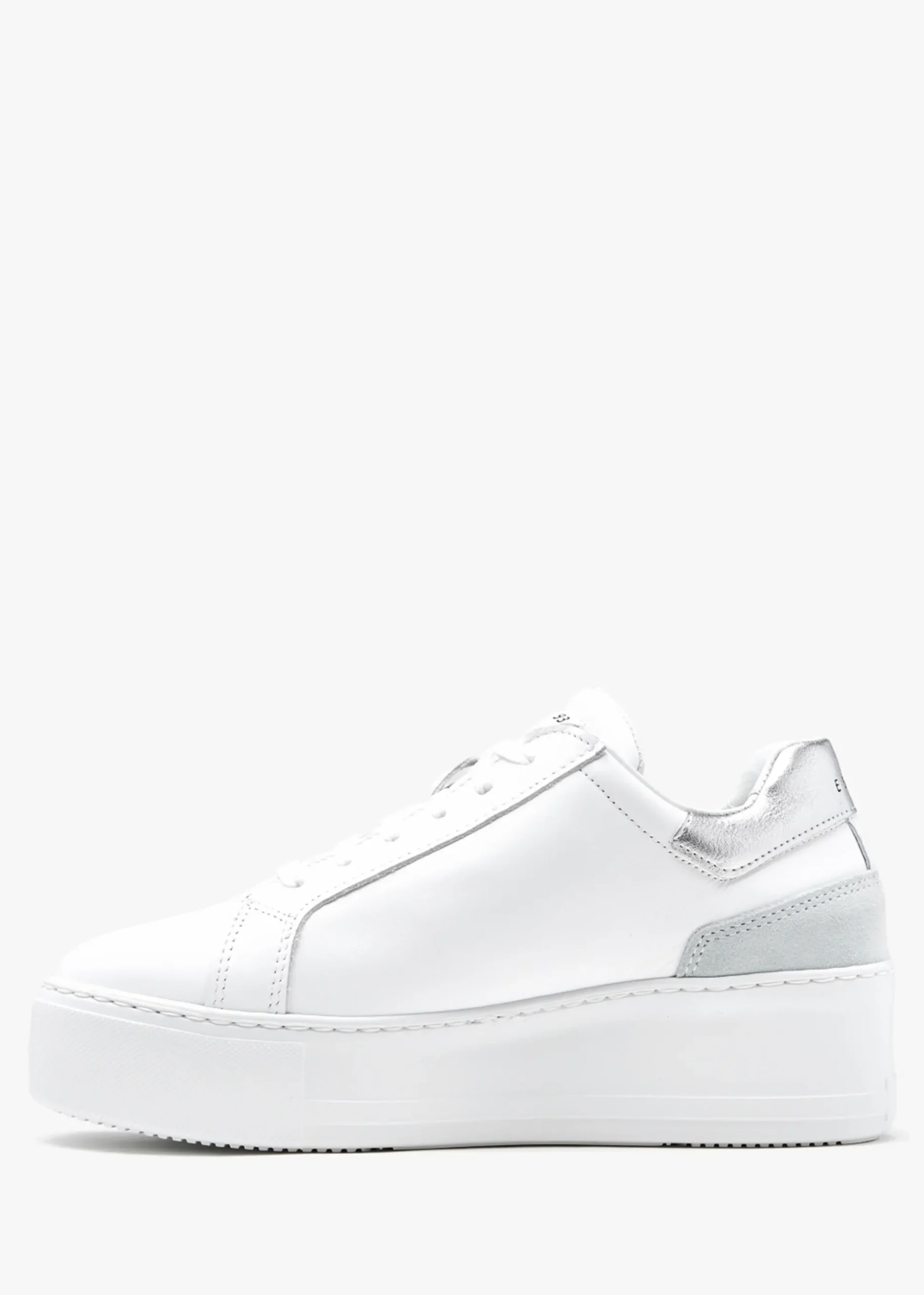 Sibley White Leather Silver Flash Flatform Trainers