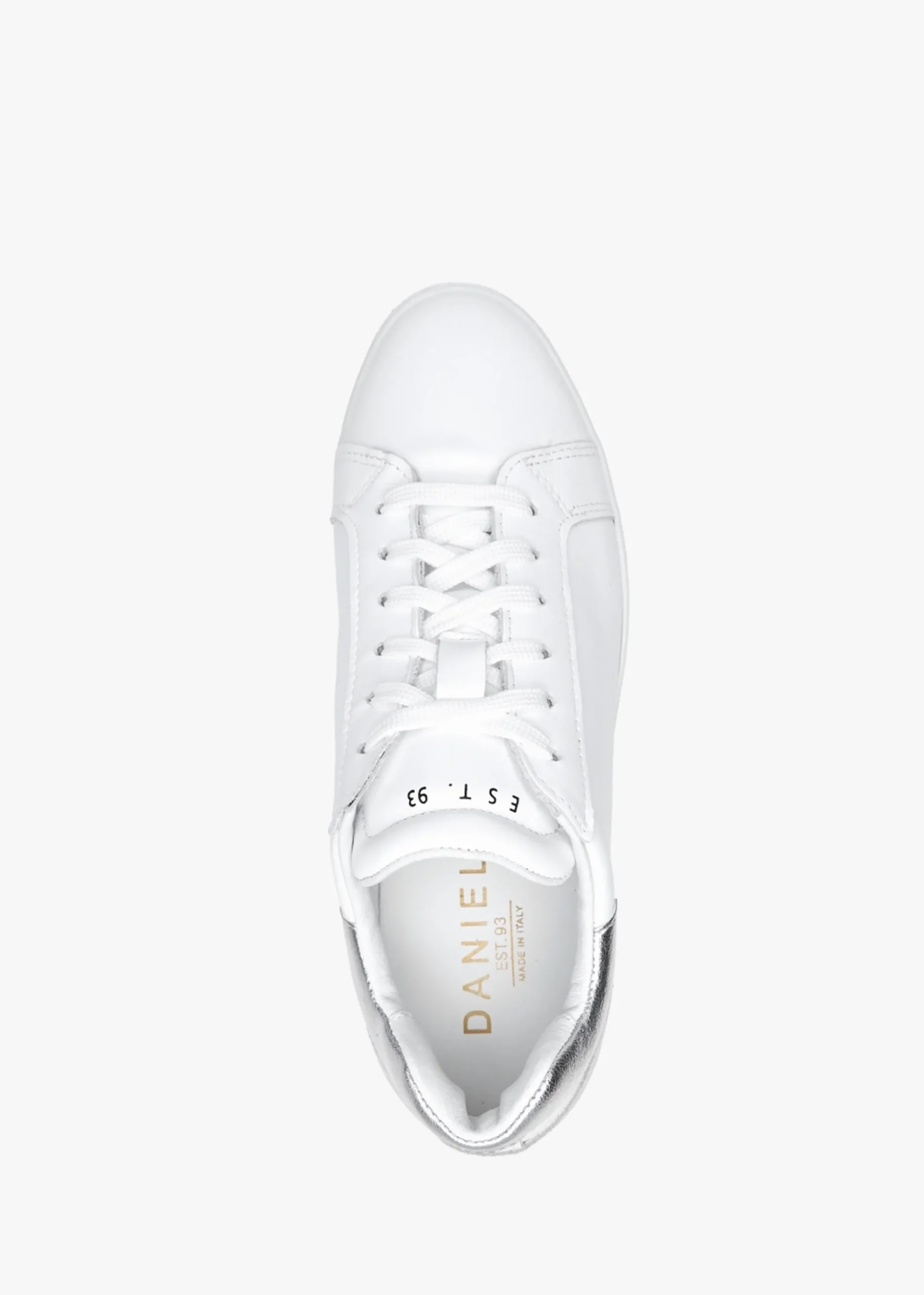 Sibley White Leather Silver Flash Flatform Trainers