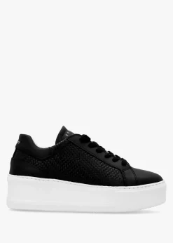 Sibwoven Black Leather Flatform Trainers