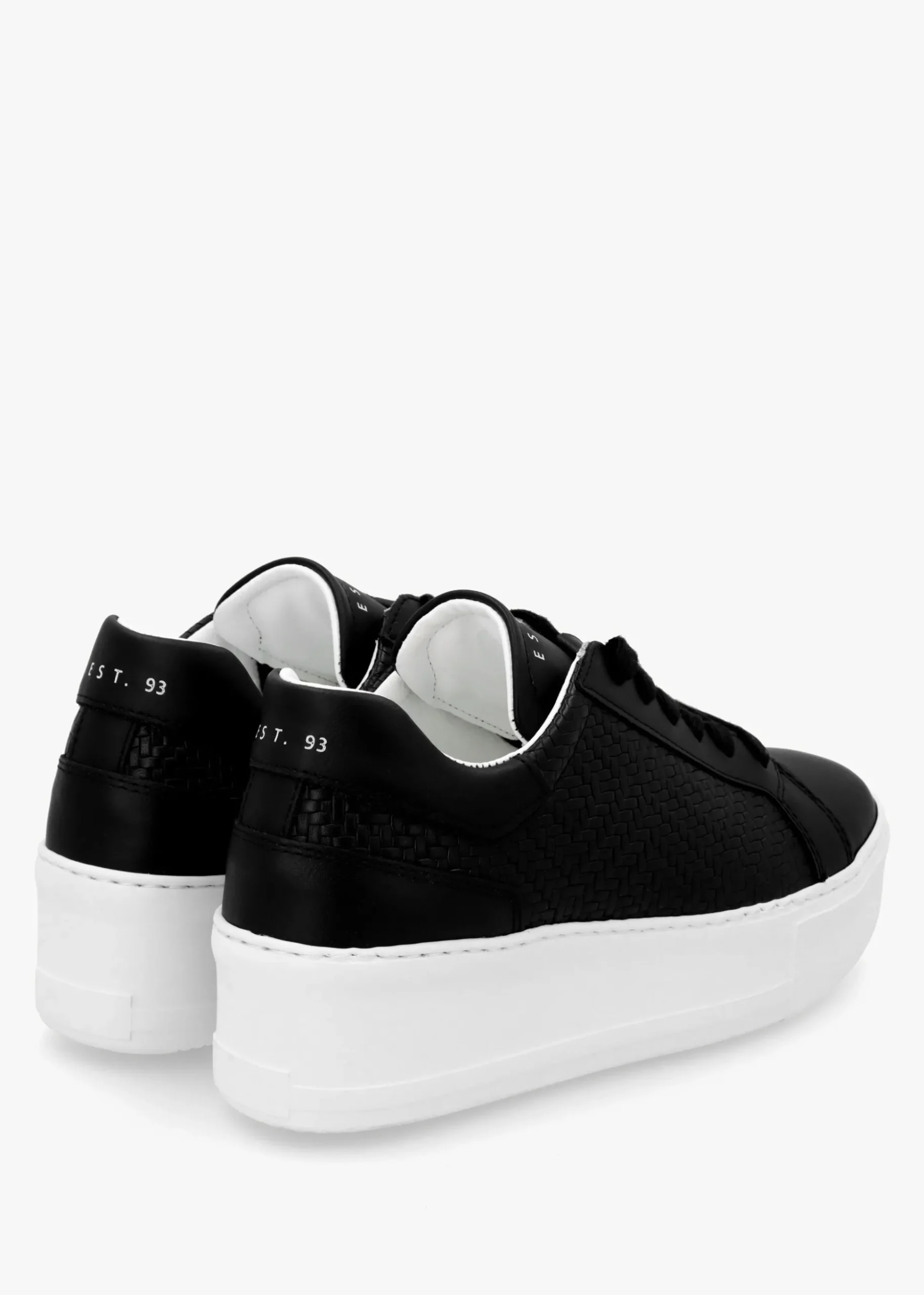 Sibwoven Black Leather Flatform Trainers