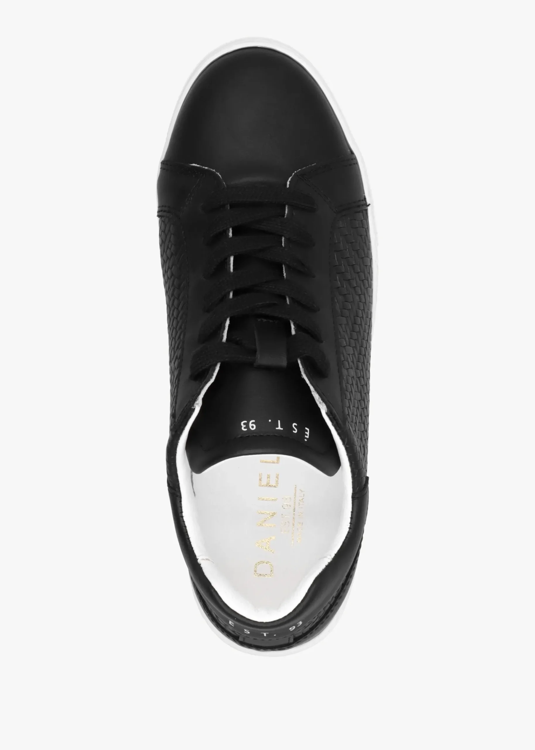 Sibwoven Black Leather Flatform Trainers