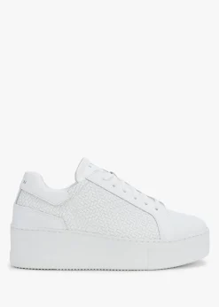 Sibwoven White Leather Flatform Trainers