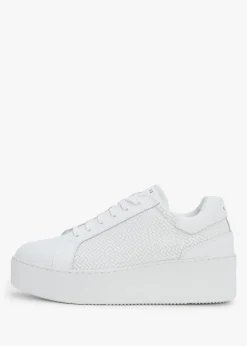 Sibwoven White Leather Flatform Trainers