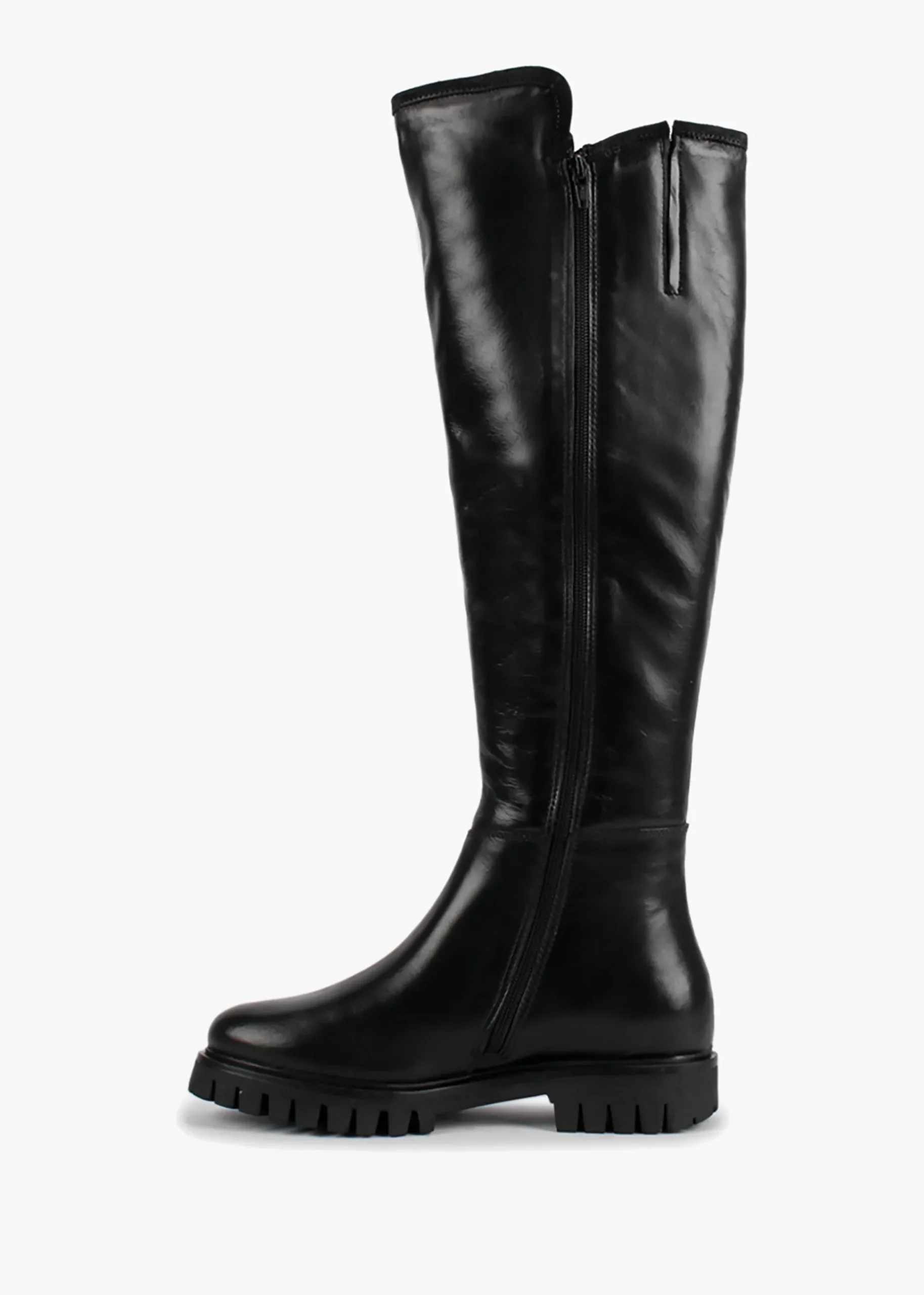 Sictor Black Leather Double Buckle Over The Knee Boots