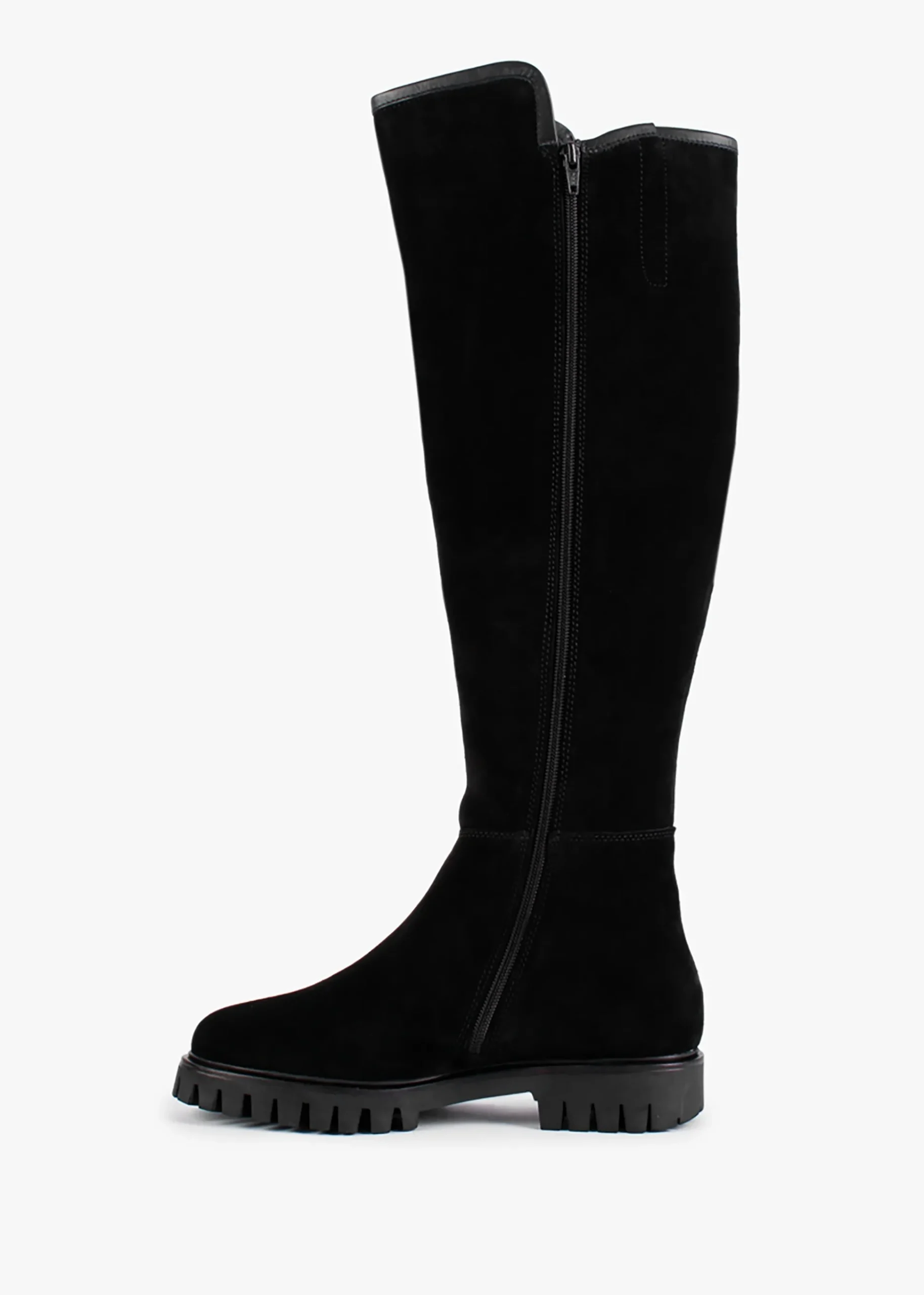 Sictor Black Suede Double Buckle Over The Knee Boots