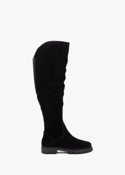 Sicty Black Suede Over The Knee Boots