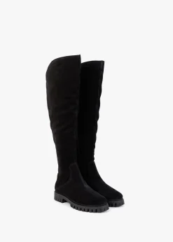 Sicty Black Suede Over The Knee Boots