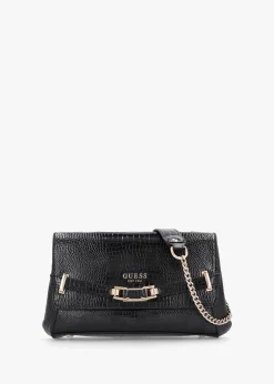 Silvye Black Moc Croc Shoulder Bag