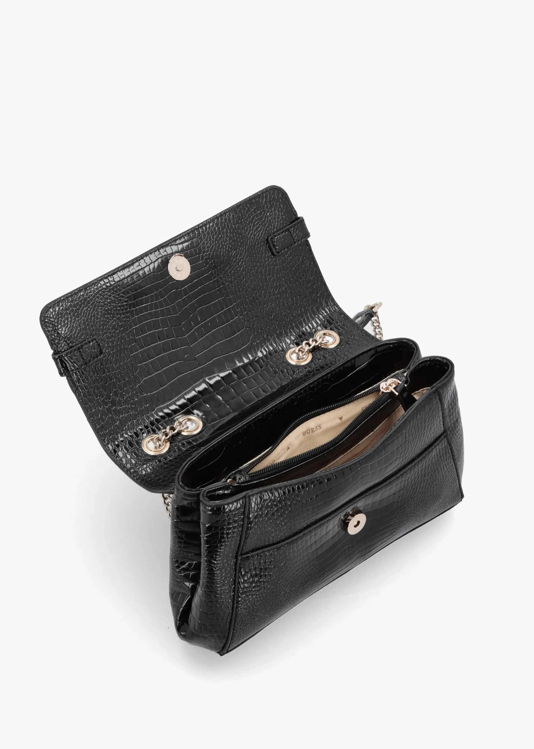 Silvye Black Moc Croc Shoulder Bag