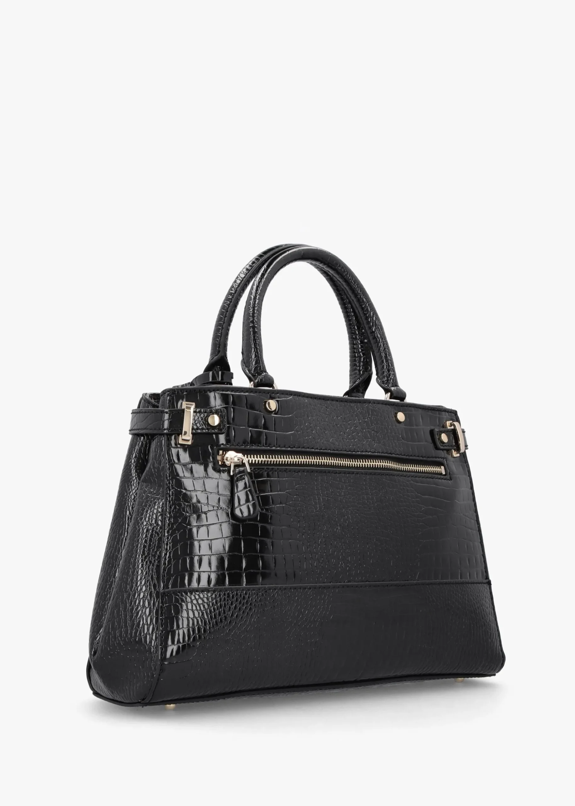 Silvye Luxury Black Moc Croc Satchel Bag