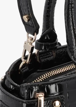 Silvye Luxury Black Moc Croc Satchel Bag