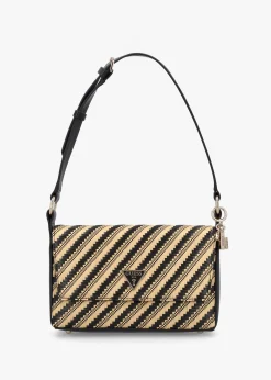 Simona Woven Natural Black Shoulder Bag