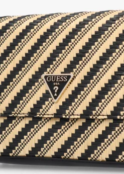 Simona Woven Natural Black Shoulder Bag