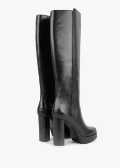 Sippy Black Leather Platform Knee Boots