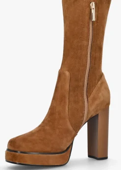 Sippy Tan Suede Over The Knee Platform Heeled Boots